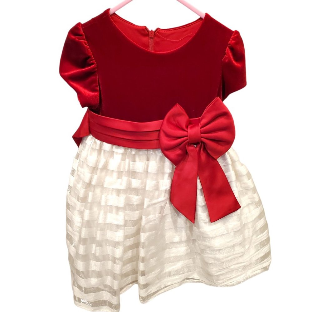 Jayne Copeland Ivory and Red Velvet Dress